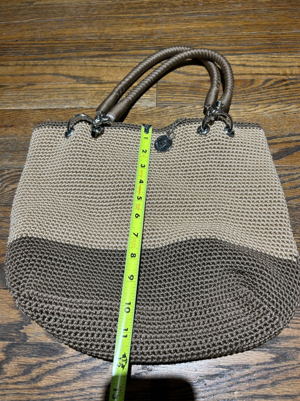 The Sak Two-Tone Woven Tote in Beige & Brown - Picture 2 of 9